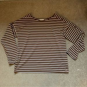 Loveriche Brown and White Striped Shirt